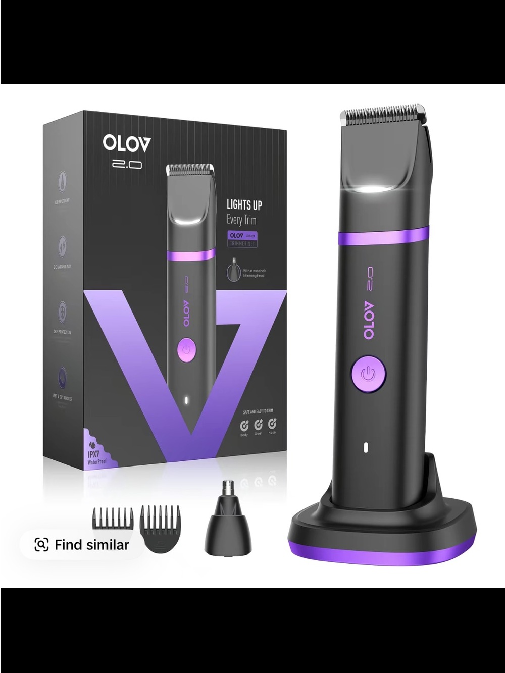 2.0 Rechargeable Men’s Trimmer — Black with Purple Accents